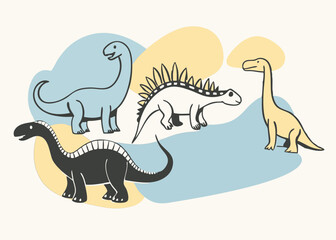 Cute Dinosaur Illustration. Prehistoric Animal Cartoon