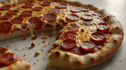 Half Pizza Slice Standing with Melted Cheese