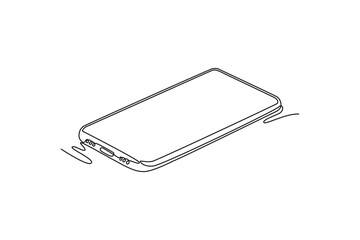 Calculator with Pen. Calculator, Smartphone, Laptop concept. Single line draw design. Vector graphic illustration