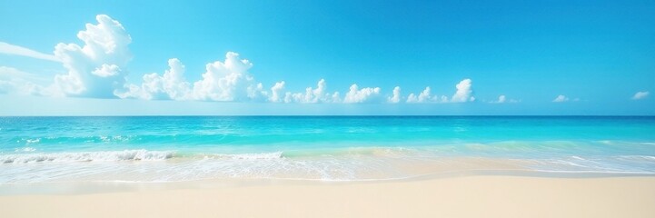 Obraz premium Expansive empty beach, vivid blue sky, soft sand , texture, calm, dune