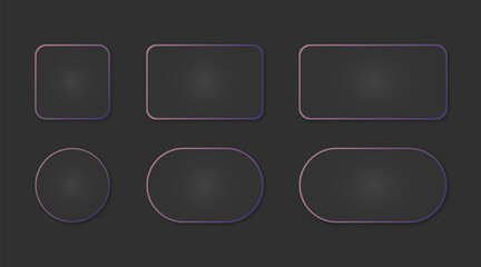 Set of different size and shape of buttons. Graphic interface. Button templates for applications. Collection of empty layouts. Vector illustration