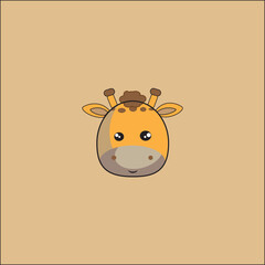 cute animal head icon illustration with full color