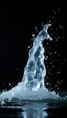 Slow motion water burst, isolated, black background, fresh, pure, background