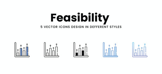 Feasibility  vector icons set stock illustration