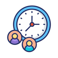Clock with Group Avatar Overlay Icon Design