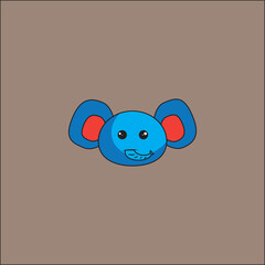 cute animal head icon illustration with full color
