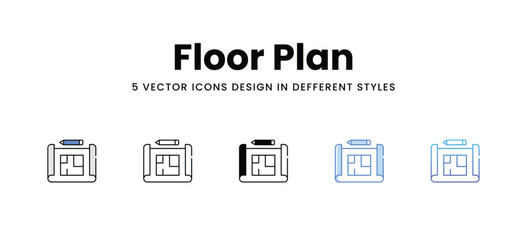 Floor Plan vector icons set stock illustration