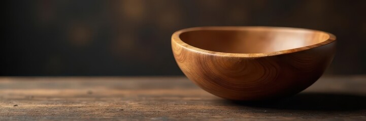 Hand-carved wooden bowl, deep color variations, clean backdrop , minimal, dark