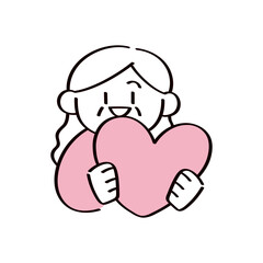 ハートを持った人のイラスト