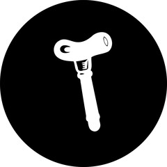 Monochrome Symbol of Clockwork Key on Black Circle