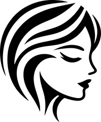 Minimalist Side View of a Woman's Face  with Short Hair