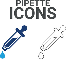 Piprtte icons. Containing experiment, test tube, microscope, flask, chemical, biology, research, lab and more. Solid vector icons collection.