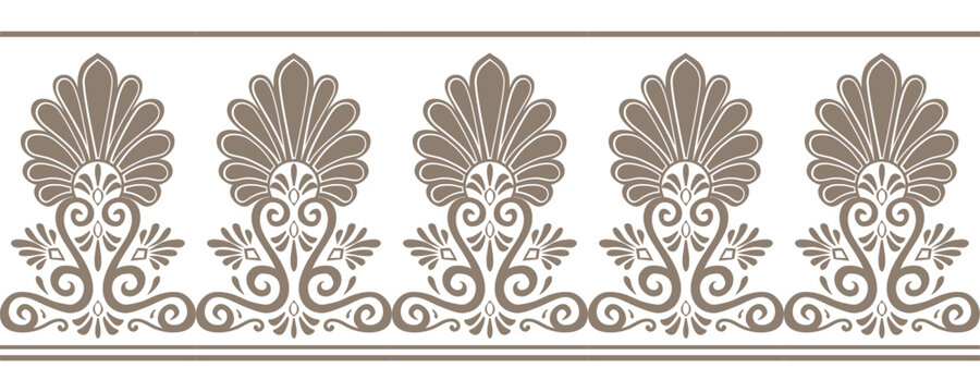 Vector golden seamless classic greek ornament. Endless European pattern in the Victorian style. Pattern for border, frame. Ancient Greece, Roman Empire. For textile, embroidery, sandblaster, porcelain