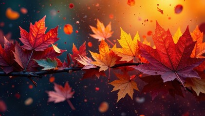 Swirling leaf fragments, rich color gradients, autumnal abstract, pattern, palette, autumn