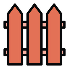 Fence icon flat line style illustration representing security and boundaries, suitable for property protection, landscaping, and construction services.