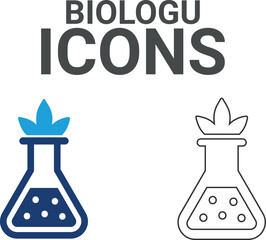 Blologu icons. Containing experiment, test tube, microscope, flask, chemical, biology, research, lab and more. Solid vector icons collection.