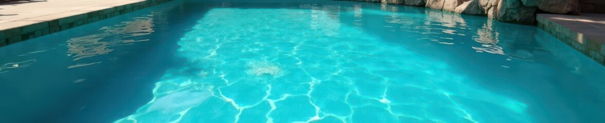 Obraz premium Submerged empty pool, clear water, sunlit bottom, backdrop, vacation, aqua