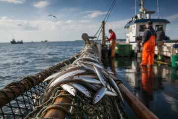 Obraz premium A fishing trawler catching anchovies