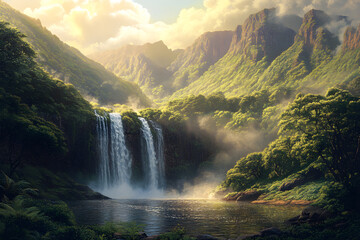 Symphony of Nature: Cascading Melodies in a Vibrant Symphony of Babbling Waters