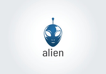Alien Logo Design with Futuristic Face Icon in Blue Theme