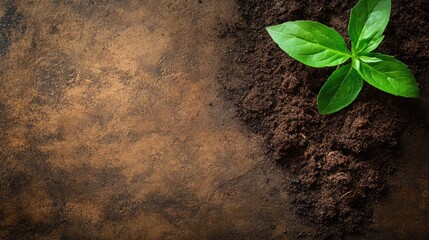 Fresh sprout emerging from rich soil