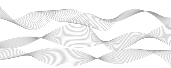 Abstract grey wave line background on a white background.