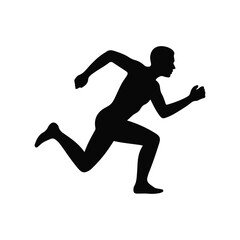 silhouette of man running isolated on white background