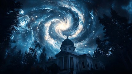 Fototapeta premium Cosmic Vortex Over Haunted Mansion