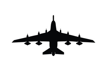 Military attack aircraft logo silhouette on white background