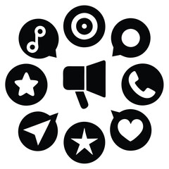 Social midea icon set vectore silhouette