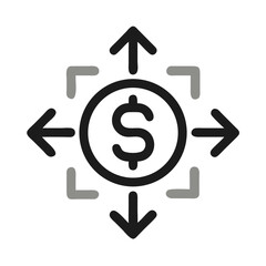 Dollar Sign with Focus Arrows Icon Design