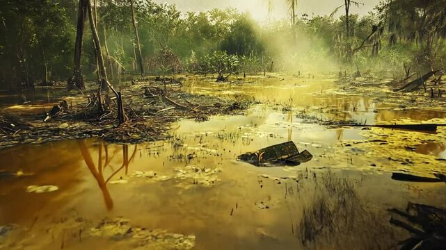 Desolation: A Polluted Swamp Landscape