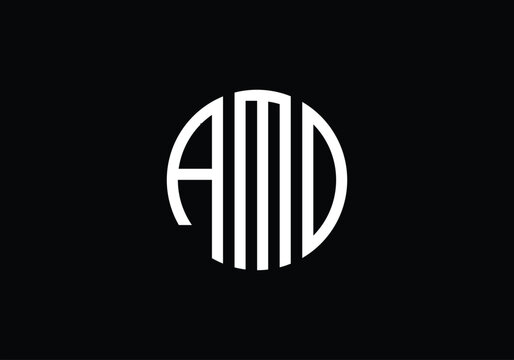 AMD Monogram Logo in Circular Modern Minimal Typography Style