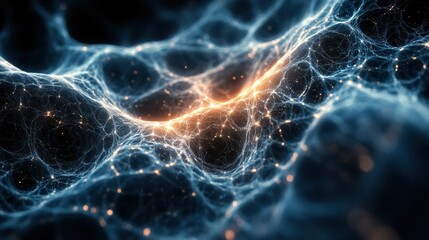 Fototapeta premium Abstract network of light beams forming architectural structures in space