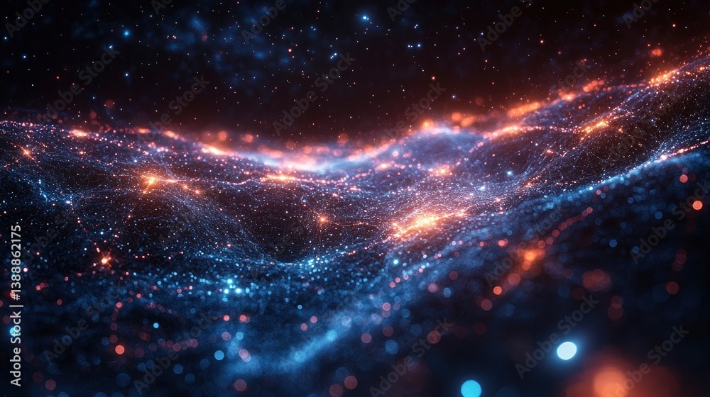 Wall mural cosmic web of interconnected nodes representing digital ecosystems