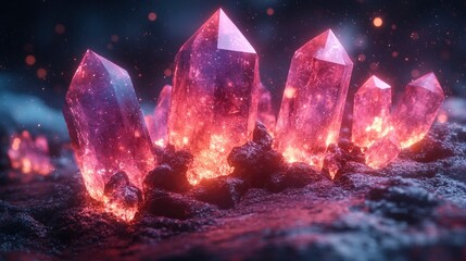 Geometric crystal formations with holographic overlays in digital space