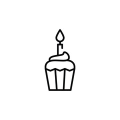 Birthday cake icon. Simple cake icon with candles for social media, app, and web design. Vector illustration.