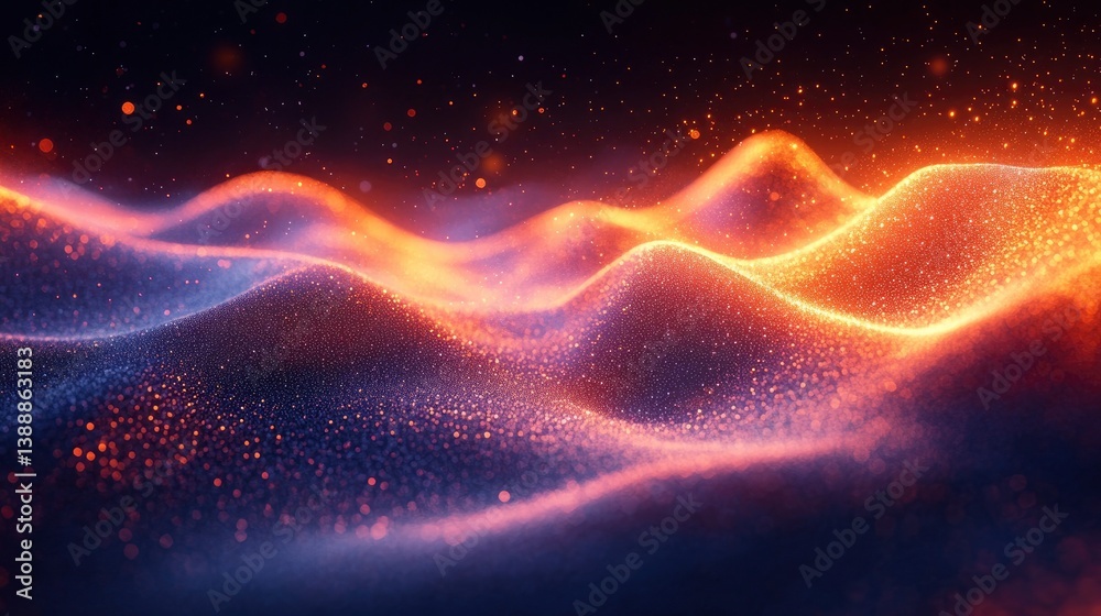 Wall mural digital aurora borealis made of flowing data streams and particles