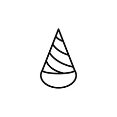 Fototapeta premium Happy Birthday decor hat icon. Festive hat with Happy Birthday text. Perfect for greeting cards, or birthday-themed branding. Vector illustration.