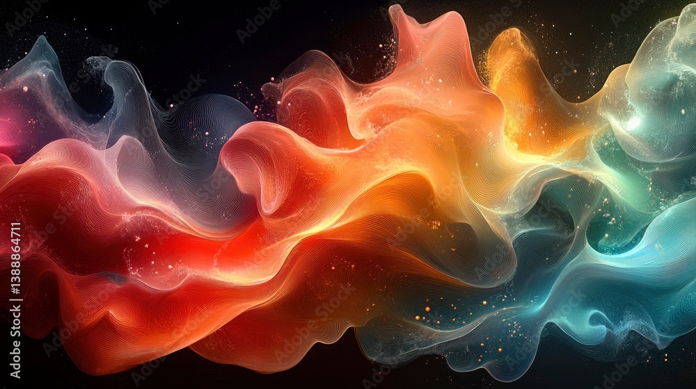 Wall mural abstract representation of digital art using flowing color patterns