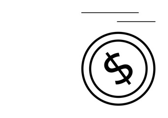 Dollar coin in motion with speed lines signifying financial growth, transaction, or velocity. Ideal for banking, investment, finance, budgeting, economics, savings marketing flat simple metaphor