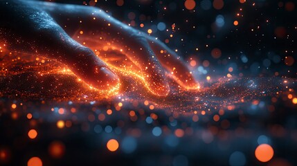 Fototapeta premium Network of light beams forming digital constellation patterns