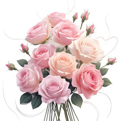 Watercolor Floral Bouquet with Pastel Peonies and Greenery