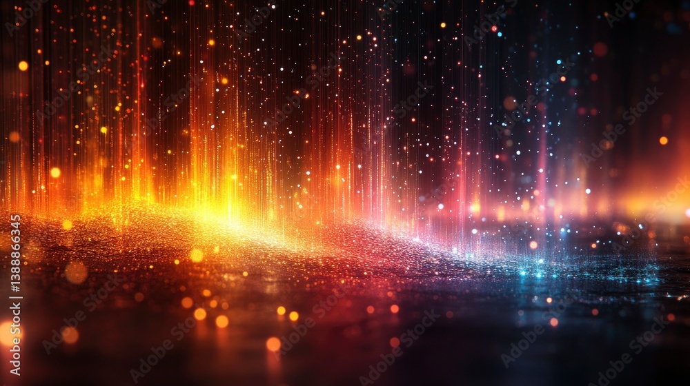 Wall mural digital rainbow made of data streams and particle effects