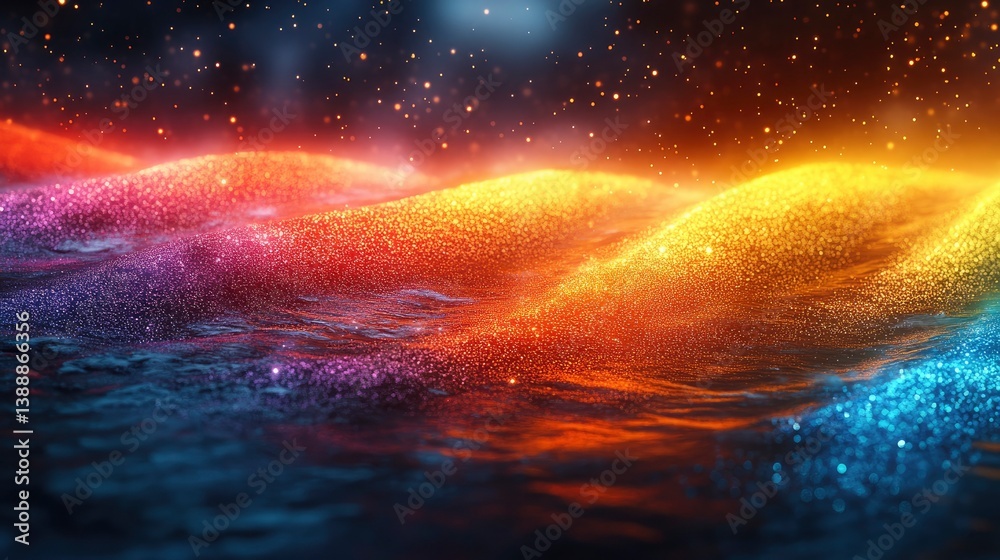 Wall mural digital rainbow made of data streams and particle effects