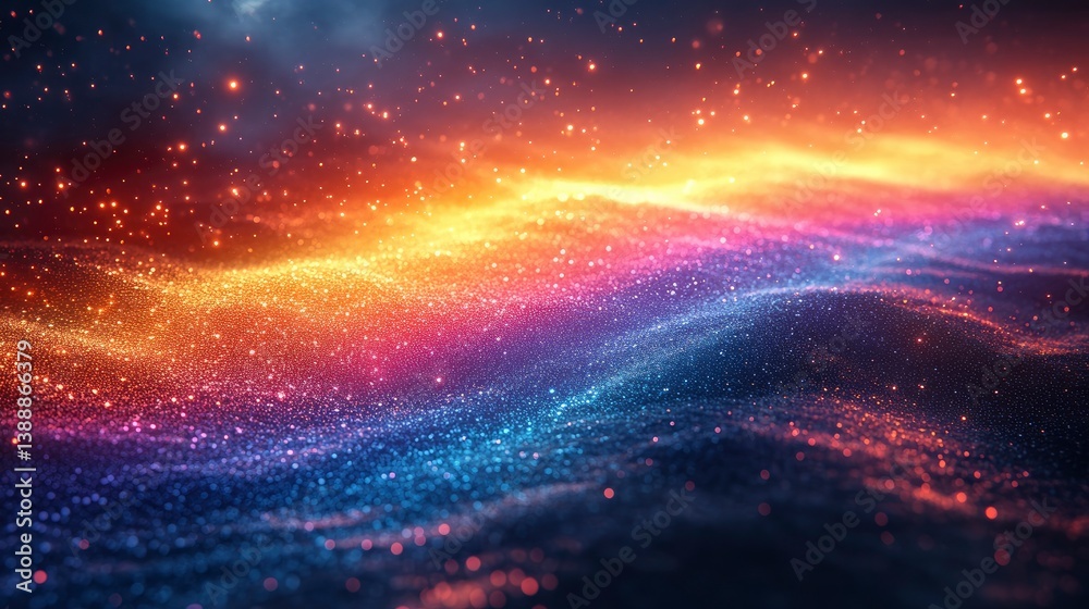 Wall mural digital rainbow made of data streams and particle effects