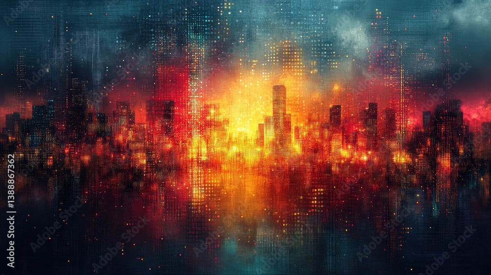 Wall mural abstract representation of digital entertainment using patterns