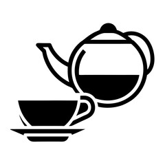 Obraz premium Minimalist Tea Pot And Cup Illustration Black And White Vector Image