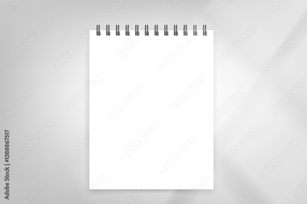 Leinwandbilder paper diary on bright background with window light. 3d vector mockup