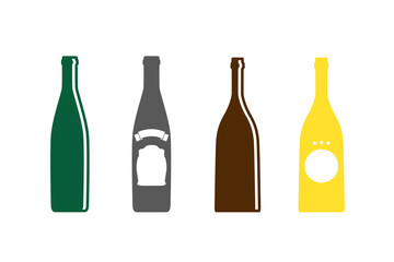 Alcohol bottles collection isolated on white background. Vector clipart